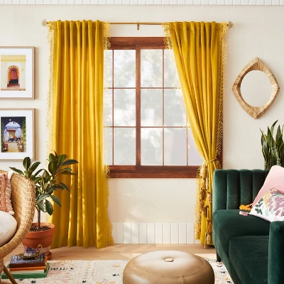 1pc Light Filtering Velvet Macrame Trim Window Curtain Panel - Opalhouse™ designed with Jungalow™ 1pc Light Filtering Velvet Macrame Trim Window Curtain Panel - Opalhouse™ Designed With Jungalow™ -Dream Interiors Shop GUEST 06c46f5a f4ec 4c26 9286 d1d2cc36a02f