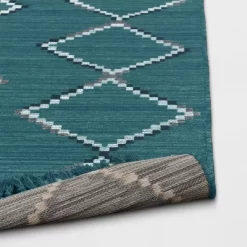 7' X 10' Soft Moroccan Woven Tapestry With Double Knot Fringe Outdoor Rug Teal - Opalhouse™ -Dream Interiors Shop GUEST 3a15645d 40e3 4c67 92df d55f6ad30a10 1