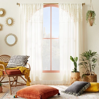 1pc Sheer Banded Geo Macrame Window Curtain Panel White - Opalhouse™ designed with Jungalow™ 1pc Sheer Banded Geo Macrame Window Curtain Panel White - Opalhouse™ Designed With Jungalow™ -Dream Interiors Shop GUEST 5558f3f4 e289 4fce 89ab ad882207829f