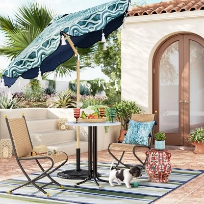 7.5'x7.5' Decorative Trim Scalloped Outdoor Market Umbrella Blue - Opalhouse™ designed with Jungalow™ 7.5'x7.5' Decorative Trim Scalloped Outdoor Market Umbrella Blue - Opalhouse™ Designed With Jungalow™ -Dream Interiors Shop GUEST 926af1d5 5d43 4c7a 8672 cd582d16fd69
