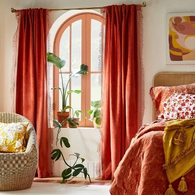 1pc Light Filtering Velvet Macrame Trim Window Curtain Panel Burnt Orange - Opalhouse™ designed with Jungalow™ 1pc Light Filtering Velvet Macrame Trim Window Curtain Panel Burnt Orange - Opalhouse™ Designed With Jungalow™ -Dream Interiors Shop GUEST 92dfaf13 4813 4967 a623 6cda6de279dc