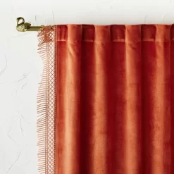1pc Light Filtering Velvet Macrame Trim Window Curtain Panel Burnt Orange - Opalhouse™ Designed With Jungalow™ 3 1pc Light Filtering Velvet Macrame Trim Window Curtain Panel Burnt Orange - Opalhouse™ Designed With Jungalow™ -Dream Interiors Shop GUEST 9bfd56a0 ad5c 4df0 98b1 851ec6623ce3