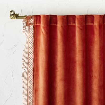 1pc Light Filtering Velvet Macrame Trim Window Curtain Panel Burnt Orange - Opalhouse™ designed with Jungalow™ 1pc Light Filtering Velvet Macrame Trim Window Curtain Panel Burnt Orange - Opalhouse™ Designed With Jungalow™ -Dream Interiors Shop GUEST 9bfd56a0 ad5c 4df0 98b1 851ec6623ce3