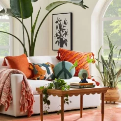 Beaded Peace Sign Round Throw Pillow - Opalhouse™ Designed With Jungalow™