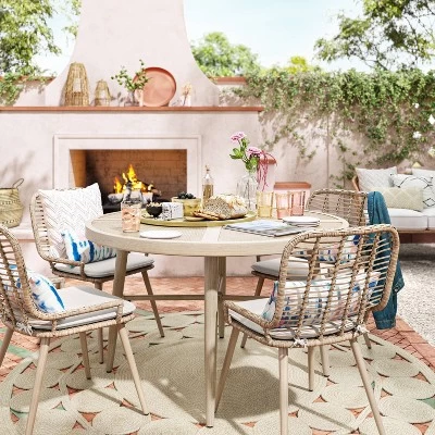 Leona 46" Round Crushed Bamboo Stamped Steel Top Patio Dining Table - Opalhouse™ Leona 46" Round Crushed Bamboo Stamped Steel Top Patio Dining Table - Opalhouse™ -Dream Interiors Shop GUEST f04b764c a584 4bfe b9ea 6c0ea8ed5c2c